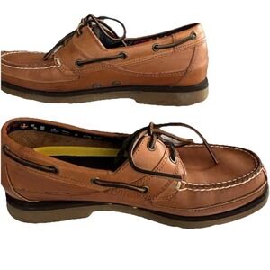 Timberland Brown Leather 3 Eye Boat Shoes Men Size 10.5M Nautical Casual Tie New